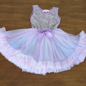 POPATU Girls purple embroidered tutu skirt sleeveless dress  size 2/3 EUC